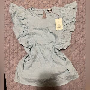 a new day Light Blue Ruffle Sleeve Blouse